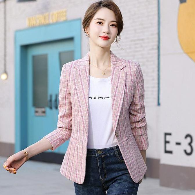BLAZER TWEED IMPORT KOREA JAS KERJA OUTER WANITA