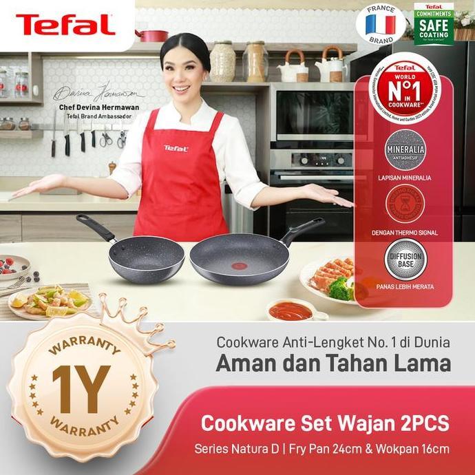 Tefal Cookware Set Wajan 2PCS Series Natura D / Fry Pan Anti Lengket