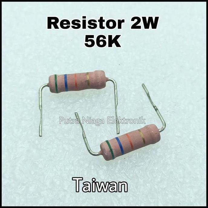 Diskon (10) Resistor 56K 2W Taiwan 56Kohm 2Watt 56 K 2 Watt putran1a