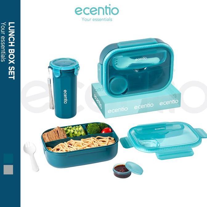 ecentio 1 L lunch box set kotak makan anti tumpah lunch bag BPA Free