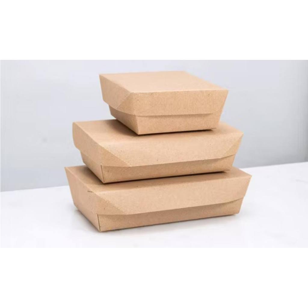 Paper Lunch Box Tebal Uk S M L Kraft Coklat Laminasi Kotak Makan Dus Khusus Instant Medan