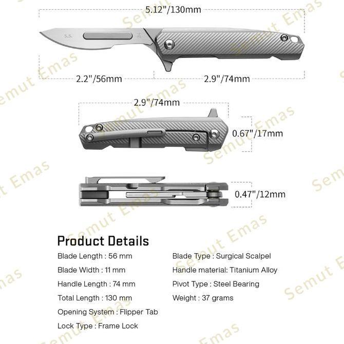 Spesial Olitans T011 Edc Folding Scalpel Titanium Alloy Handle