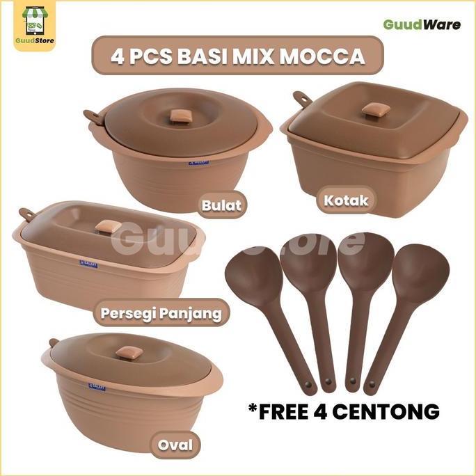 ( ISI 4 PCS ) PAKET MIX WADAH SAJI PRASMANAN SET/ PAKET MIX BASI SET SAJI PRASMANAN PLASTIK ESTETIK 