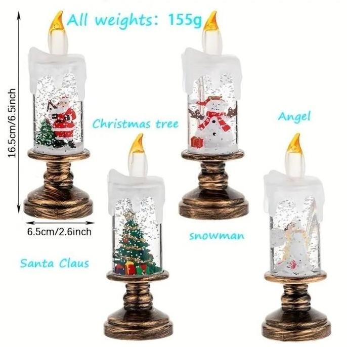 Lampu Lilin Natal Led  Lampu Dekoratif Natal Lilin Led Hiasan Natal Lampu Bola Kristal Natal Salju C