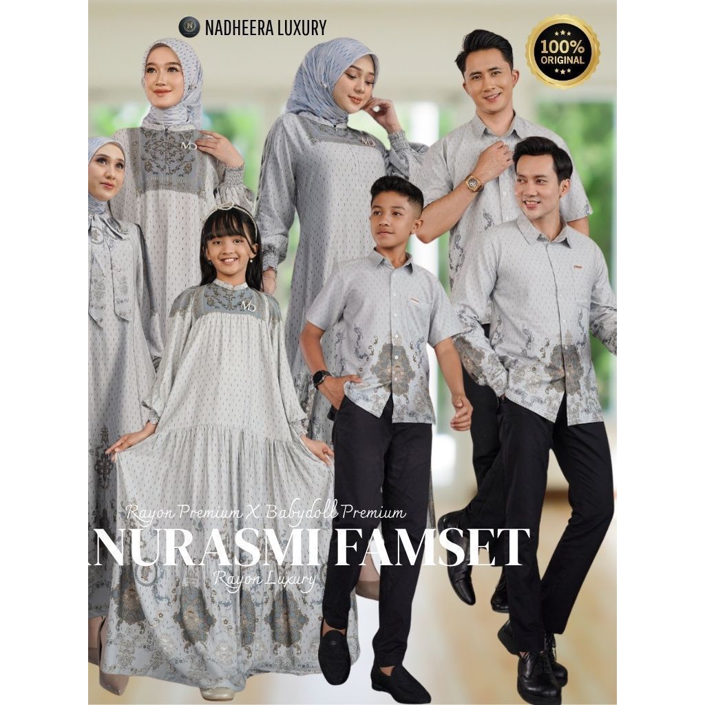 BHANURASMI FAMSET ( BELUM TERMASUK SCARF ) (SALTED GREY) NADHEERA LUXURY / Gamis Sarimbit Lebaran Te