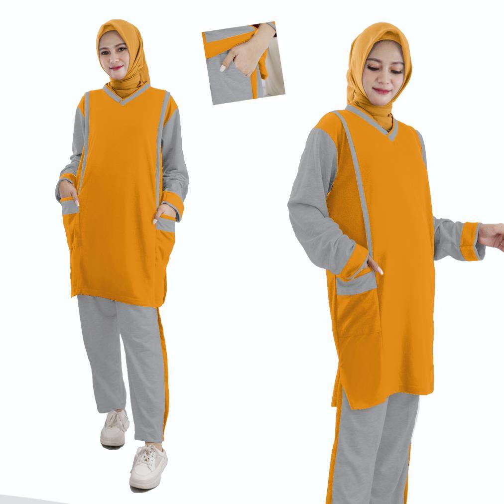 Baju Setelan Tunik Wanita Muslimah Olahraga Senam Zumba Training JUMBO XL XXL 3XL