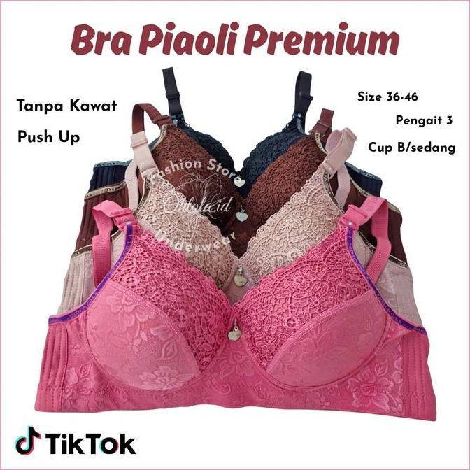 Promo 3 Pcs Bh Piaoli Premium Wanita Dewasa Bra Seksi Katun Motif Bunga Cantik Diskon