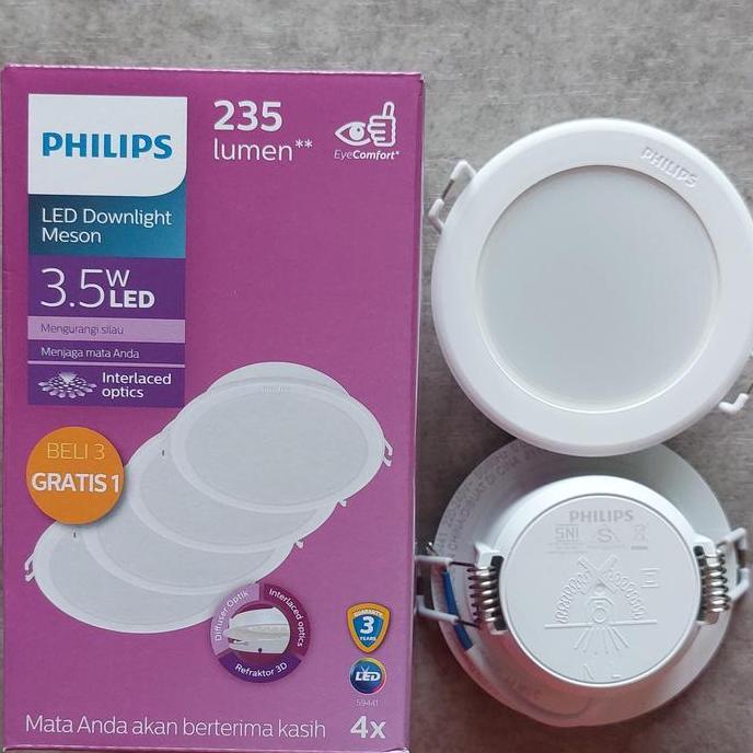 HARGA DISC - Lampu LED Downlight PHILIPS MESON 3.5 W Watt 3 Inch Pack Isi 4
