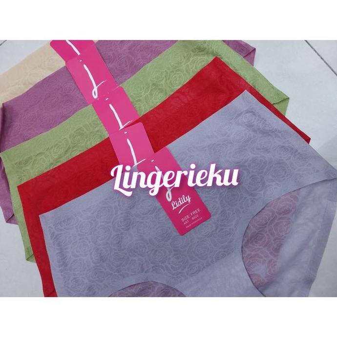 Murah Lydyly 8022 CD Celana Dalam Seamless Wanita Motif Bunga Transparan Non COD