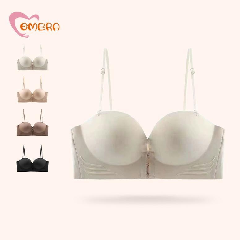 (Indonesia Stock) EMBRA Bra Wanita Tanpa Tali BH Bukaan Depan Tebal 2 CM Push Up Atasan Tanpa Tali