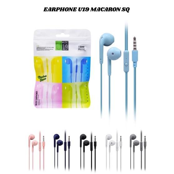 New Product Headset U19 Macaron Makaron Plastik Hf Earphone Kabel Dove Glossy Packing