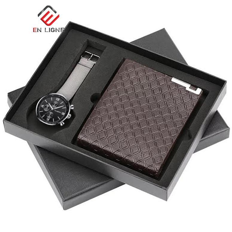 PROMO EN LIGNE - Jam Tangan Pria Set - Jam Tangan Gift - Jam Tangan Kado - Jam Tangan Dompet Set - K