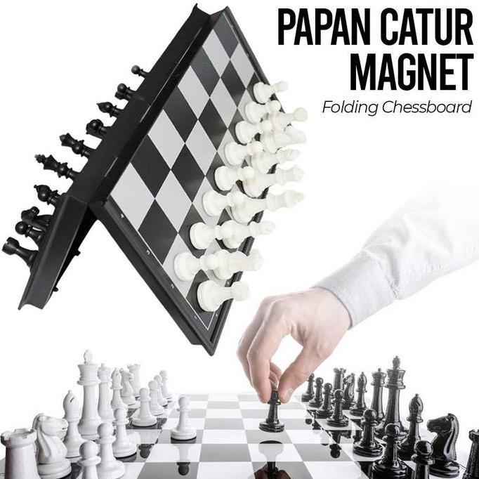 BEAM Papan Permainan Catur Magnet Plastik Model Lipat Folding Chess Board Games