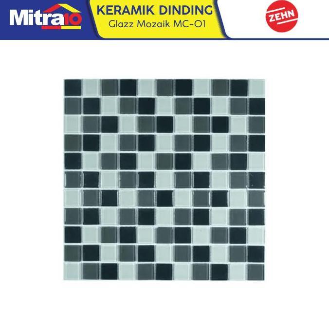 Lansunggaskirim- Zehn Keramik Dinding Dapur Glass Mozaik Mc-01 30X30 Cm Hitam-Abu-Putih