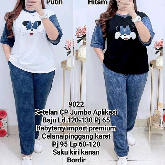 Terpopuler- Setelan Celana Panjang Jumbo Bahan Babyterry Import Premium Baju Ld 120-130 Celana Lp 60