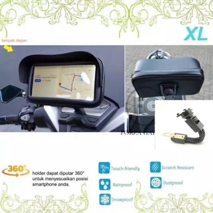 New- Holder HP Motor Spion Waterproof + Kanopi Bracket FULL METAL Size XL