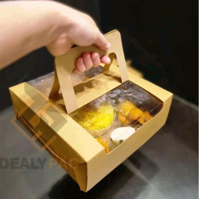 Box Handle Mika 20x20x7cm - Kraft ( Per 10pcs)