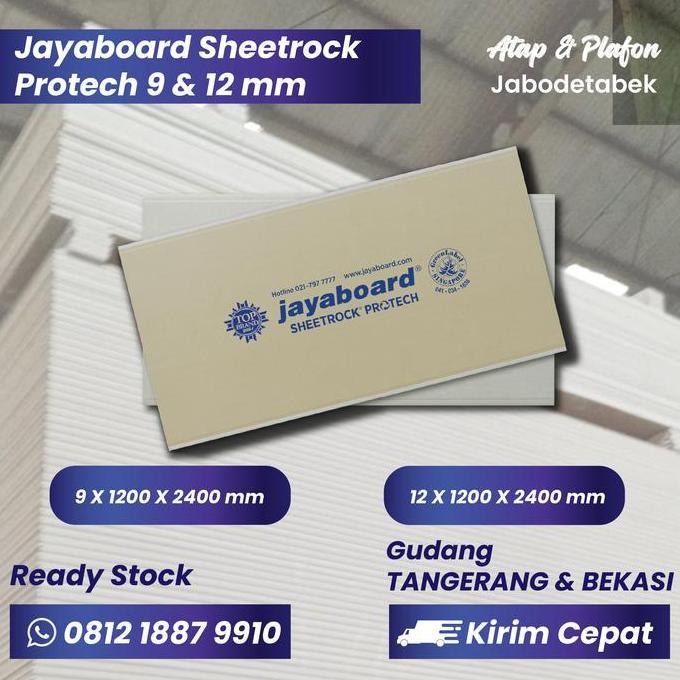 Jayaboard Sheetrock PROTECH 9 & 12 mm - Papan Gipsum Standar Jayaboard GOL