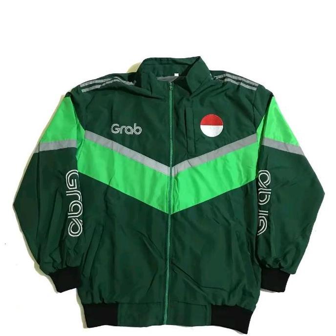 Demode_21 - Jaket Ojol GRAB Thailand Full Bordir Anti Angin 4 Saku | Jaket Bomber Motor Viral