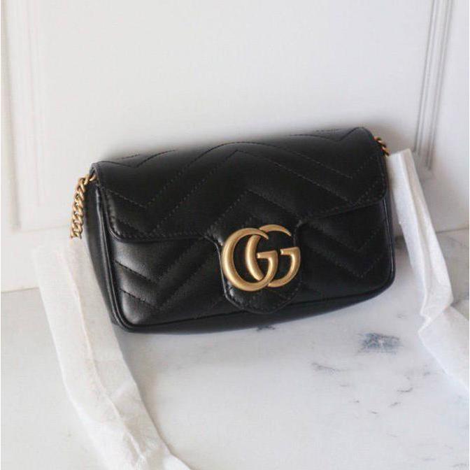 Orinal - Gucci Supermini Marmont Black GHW Belt Bag Sling Super Mini