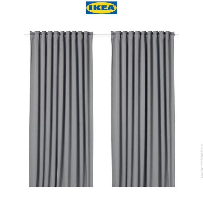 IKEA MAJGULL Gorden Anti Tembus Cahaya 1 Pasang Abu-Abu 145x250 cm