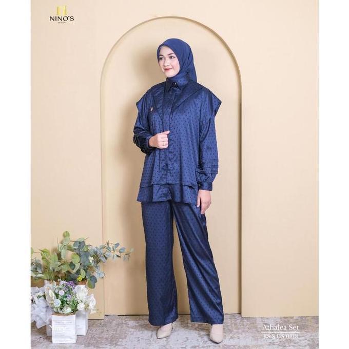 Ninos Desn Athalea Set - Uragiri Silk By Ninos Desn Celana Dress Muslim Motif Wanita