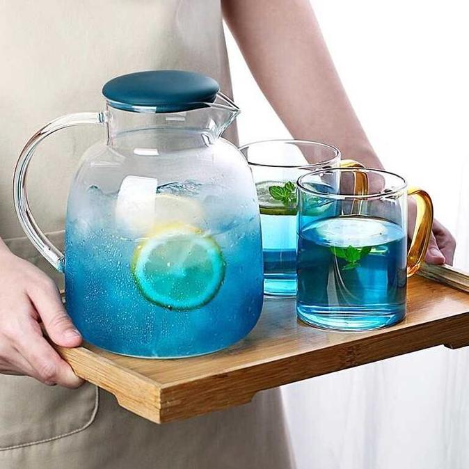 Teko Pitcher Kaca Tempat Wadah Minuman Es Jus Buah Sirup Serbaguna