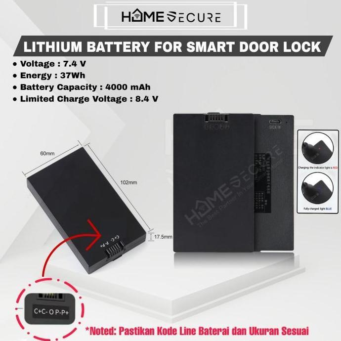 Smart Lock Lithium Battery / Baterai Smart Door Lock Kadonio Rechargeable / Baterai Smartlock SEYVEN