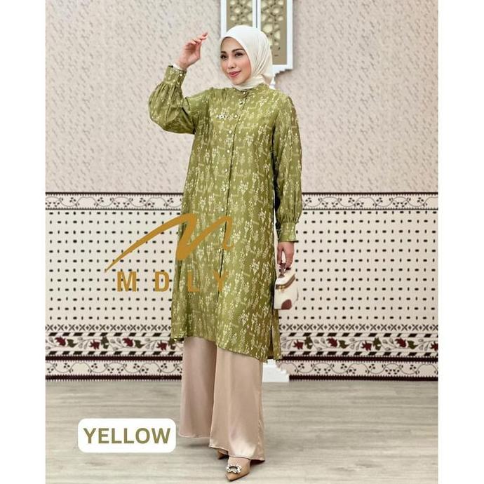 MDLY Baju setelan wanita/One Set Baju Celana Tunik Motif Floral Printing/Afra Set Vol.2 by MDLY
