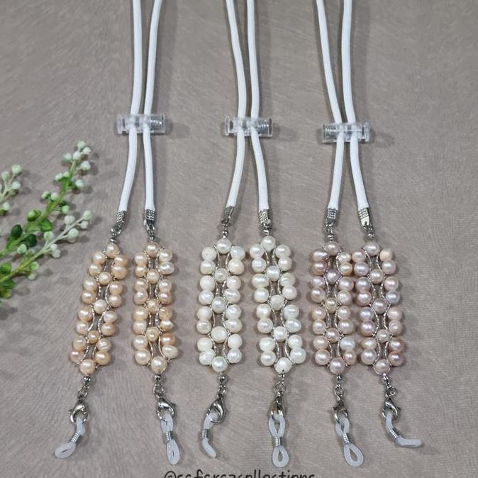 Termurah Konektor Masker Hijab, Strap Serut & Tali Kacamata Mutiara Air Tawar