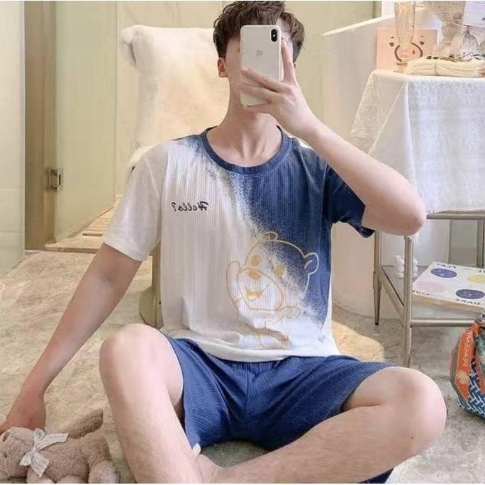 Grosir Piyama Pria/Cowok Pendek Dari Bahan Kaos Katun - Celana Pendek Dewasa