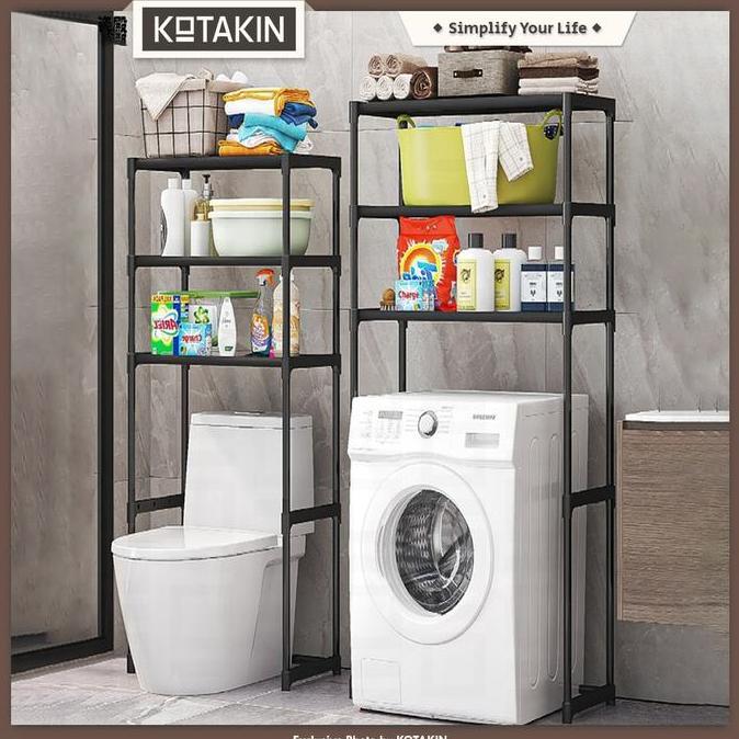 KOTAKIN Rak Kloset Kamar Mandi Susun Tempat Penyimpanan Sabun Shampoo Detergen Kokoh