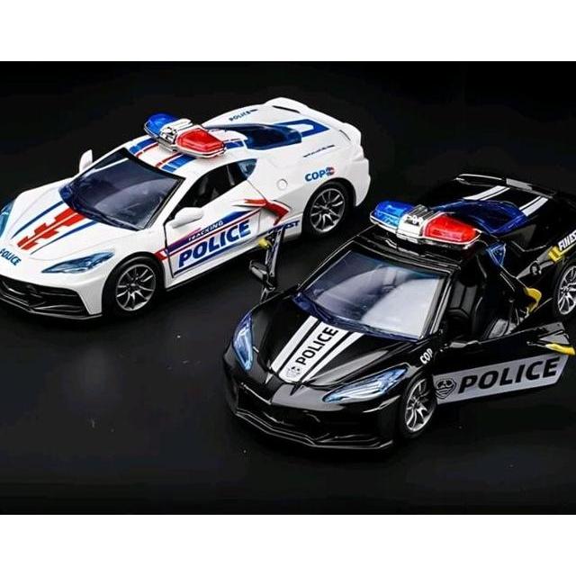 Diecast Mobil Polisi Miniatur Mainan Mobil Mobilan Polisi Corvette