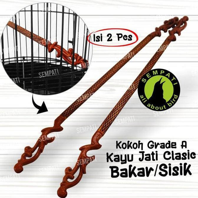 Tangkringan Konin Bakar 1Pcs ( Isi 2) Motif Sisik Ular Salak Nanas Ujung Ukir Tangkringan Sangkar Ka