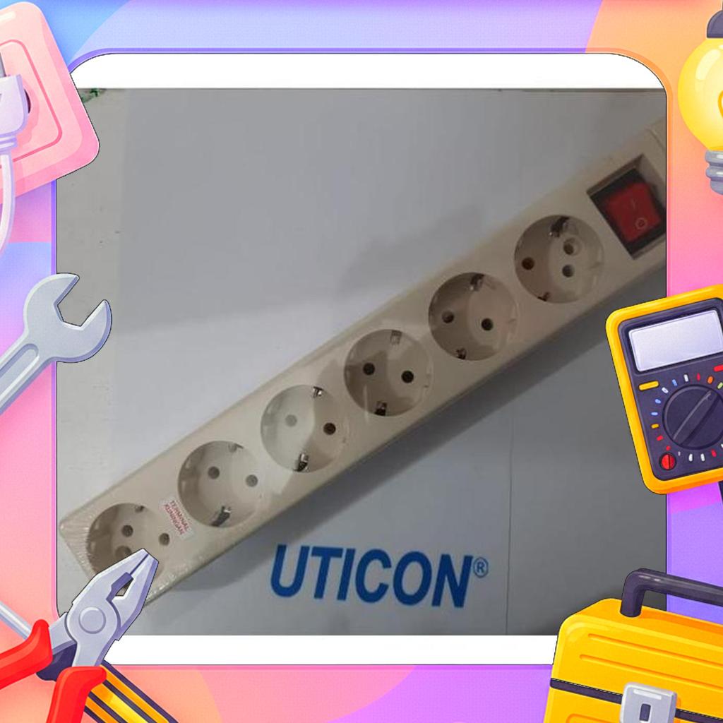 Stop Kontak Uticon 6 Lubang Saklar On-Off St-1682 Nc