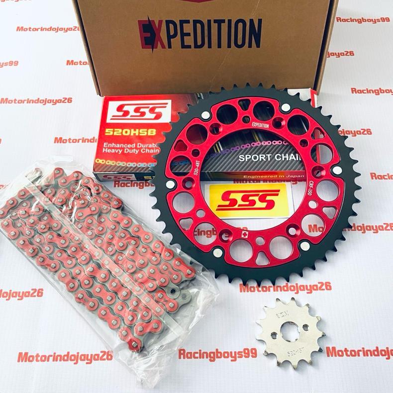 GEAR SET 520 CRF 150 L CRF 230 EXPEDITION MERAH RANTAI SSS