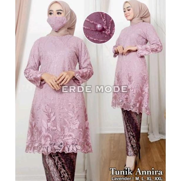 Setelan Kebaya Tunik Annira Kebaya Tunik Muslim Mutiara Panjang Baju Wanita Pesta Kondangan