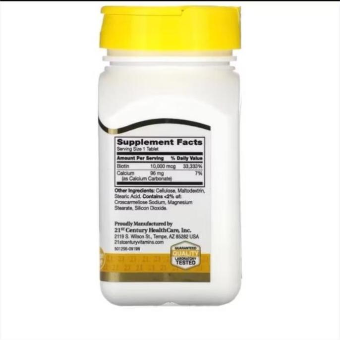 21St Century Biotin 10,000 Mcg Hair Skin Nails Rambut Kulit Kuku Original