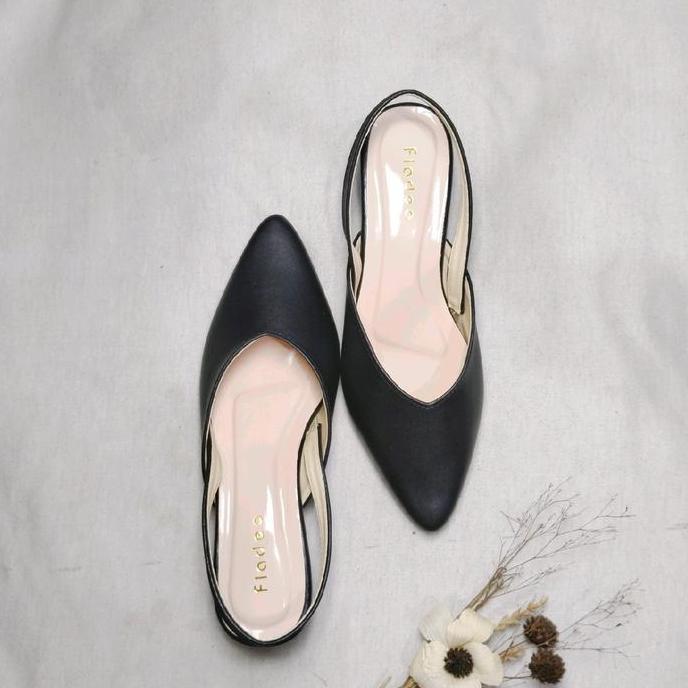 Jelitashoes- Fladeo Sandal  Wanita Selop Heels Tali Belakang Elegan Polos