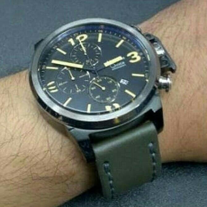 JAM TANGAN ALEXANDRE CHRISTIE AC6280 MC / AC 6280 SILVER GREEN LEATHER