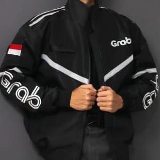 JAKET BOMBER DRIVER GRAB HITAM ONLINE GRAB