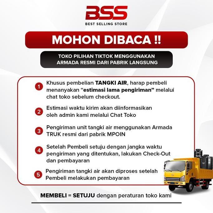 Tandon Toren Air Mpoin 550 500 Liter - 100 persen anti lumut garansi 50 tahun REZ