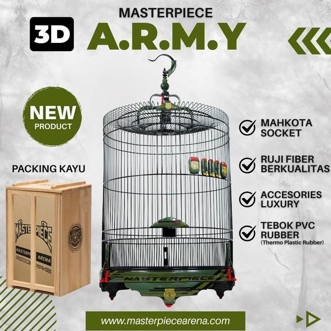 ASLI MASTEIECE NEW 3D ARMY Sangkar Murai + Packing Kayu READY STOCK