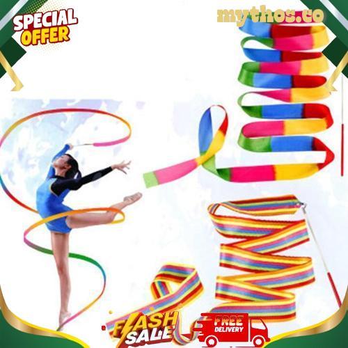 2 M Pita Twirling Satin dan Tongkat Twirl Aksesoris Tari Nari Penari Tarian Tamborin Tamborine Gerej