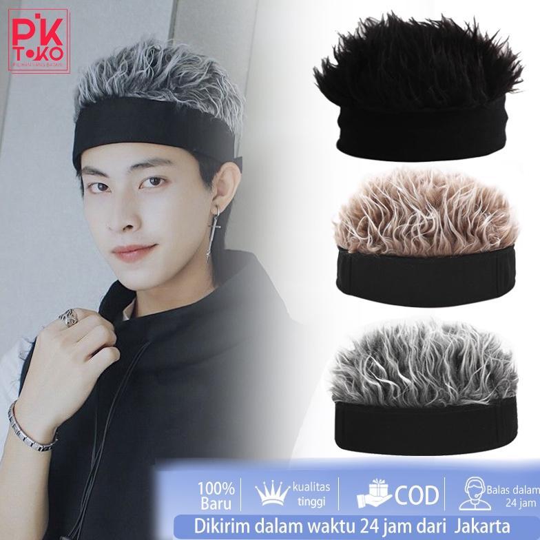 BestNew- Topi Unik Wig Rambut Cosplay Topi Pria Wanita Rambut Palsu Topi Wig Rambut Korea Pendek Gay
