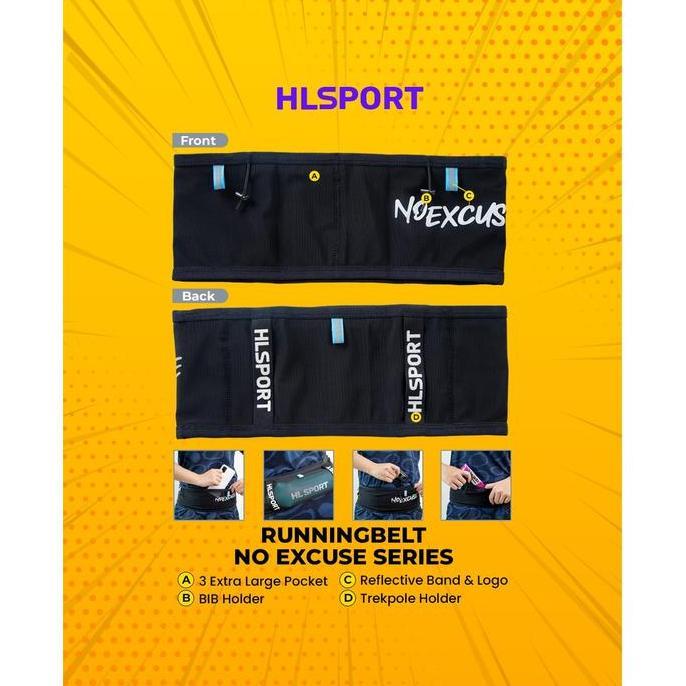 No Excuse Running Belt Tas pinggang lari HLSPORT ringan anti goyang