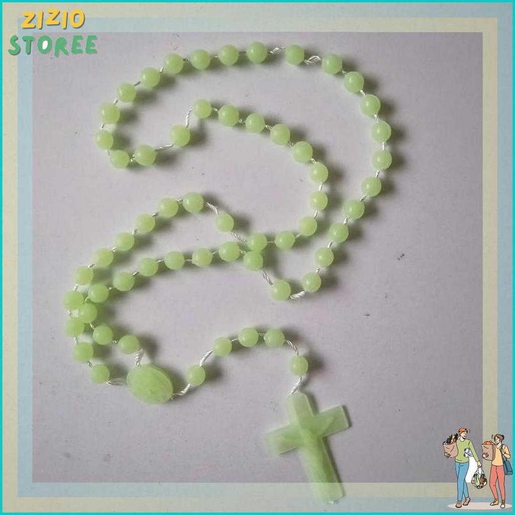 Kalung Rosario Fosfor Katolik Bulat 8 mm Menyala Dalam Gelap Aksesoris Souvenir Benda Rohani Murah K