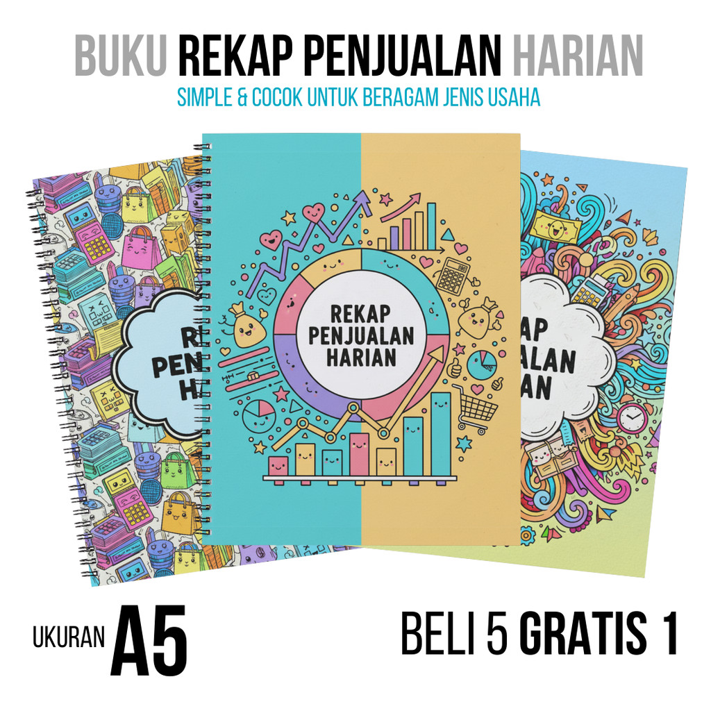 Buku Rekap Penjualan Harian Simple A5 | Jurnal Penjualan Harian | Buku Catatan Usaha UMKM Harian