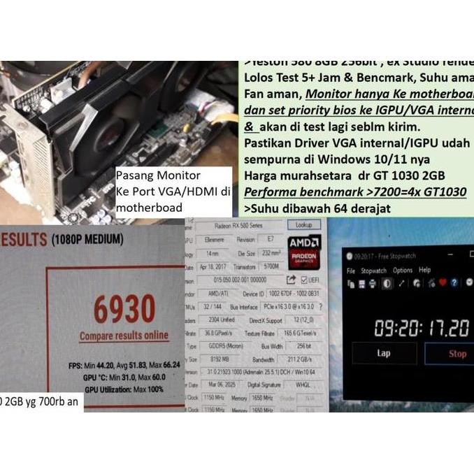 promo VGA radeon rx 570 rx570 VGA RX 580 RX580 murah VGA 8GB perlu igpu baca deskripsi dulu VGA 2304