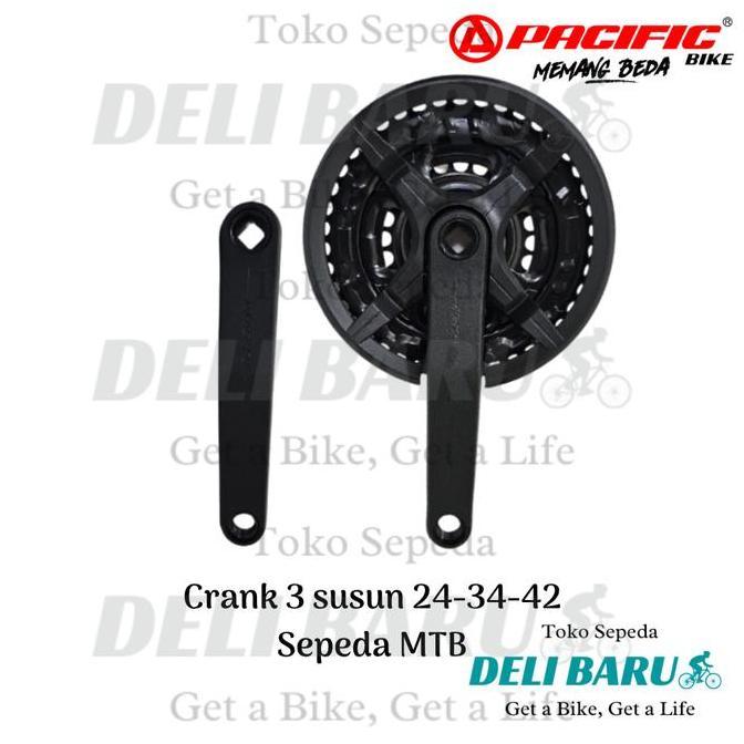 Promo Pacific Crank gear tengah chainwheel gir 3 susun 24 34 42T sepeda MTB Diskon